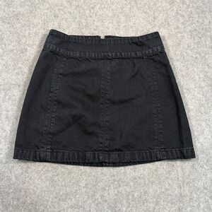 Free People Black Washed Stretch Denim Modern Femme Mini Skirt Women's Size 2
